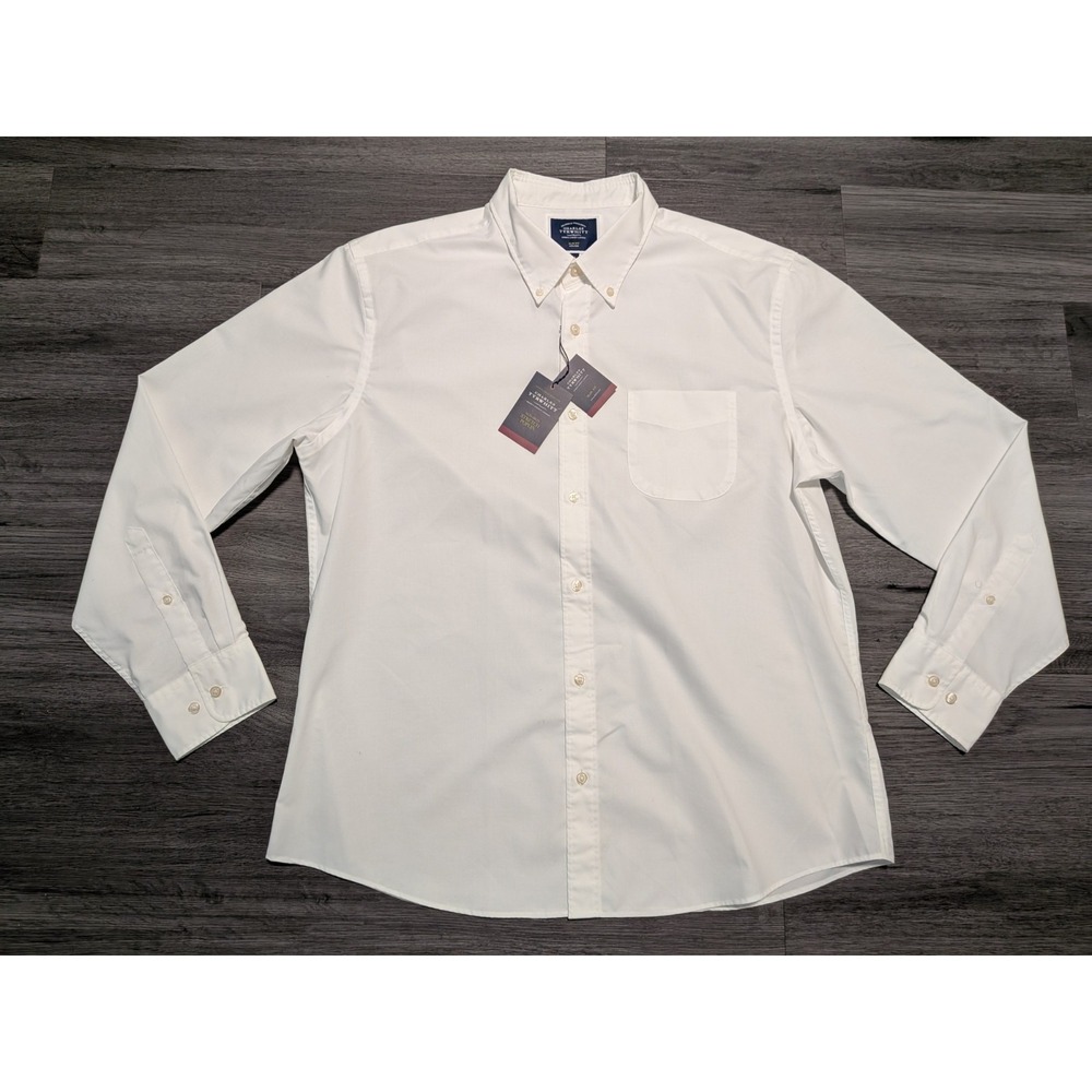 NWT‎ Charles Tyrwhitt Men's White Non Iron Stretch Poplin Slim Fit Shirt Size XL